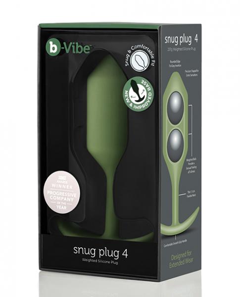 B-vibe Weighted Snug Plug 4 - 256 G Army - Click Image to Close