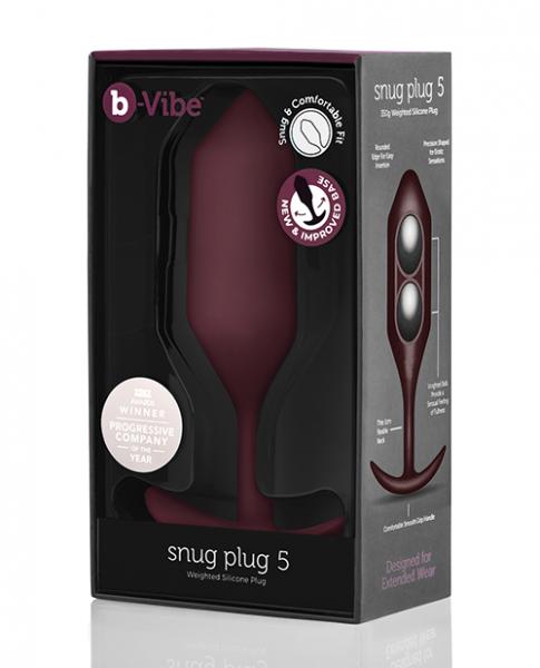 B-vibe Weighted Snug Plug 5 - 350 G Dark Red - Click Image to Close