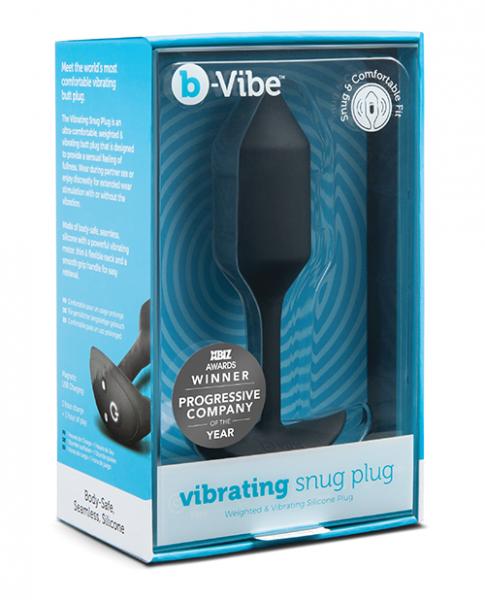 B-vibe Vibrating Weighted Snug Plug M - 112 G Black - Click Image to Close