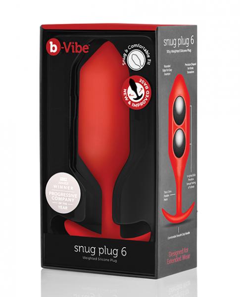 B-vibe Weighted Snug Plug 6 - 515 G Red - Click Image to Close