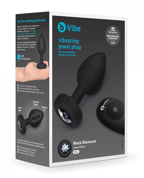 B-vibe Remote Control Vibrating Jewel Plug (m/l) - Black - Click Image to Close