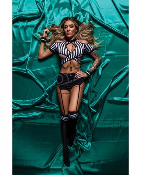 Role Play Risque Referee 6 Pc Set Black/white M/l - Click Image to Close