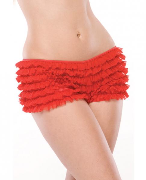 Ruffle Shorts Back Bow Detail Red O/S - Click Image to Close