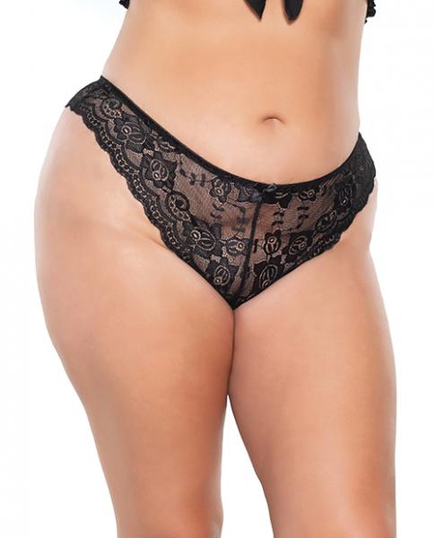 Scallop Stretch Lace High Leg Panty Black Os/xl