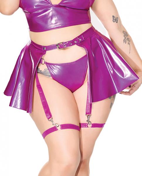 Darque Pvc Skirt W/removable Leg Straps - Purple Qn