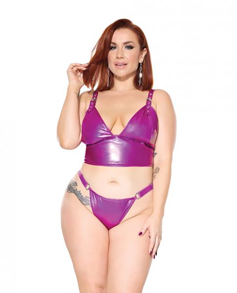 Darque Pvc Bralette & G-string - Purple Qn