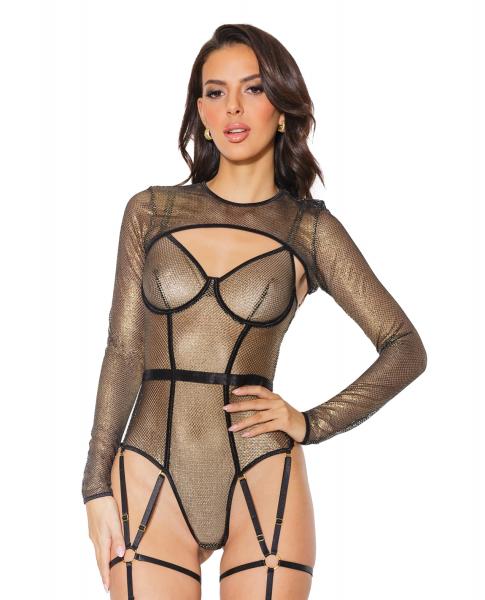 Holiday Metallic Fishnet Shrug Black/gold O/s - Click Image to Close