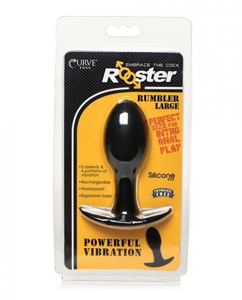 Curve Toys Rooster Rumbler Vibrating Silicone Anal Plug Large - Black