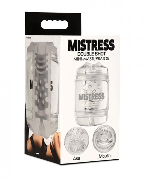 Curve Toys Mistress Double Shot Ass & Mouth Mini Masturbator - Clear - Click Image to Close