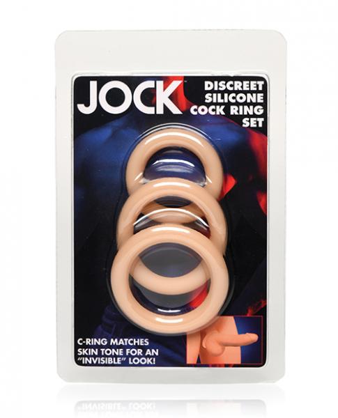 Curve Toys Jock Silicone Cock Ring Set Of 3 - Light - Click Image to Close