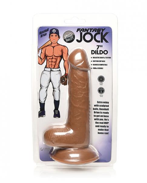 Curve Toys Fantasy Jock Baseball Brian 7" Dildo W/balls - Tan