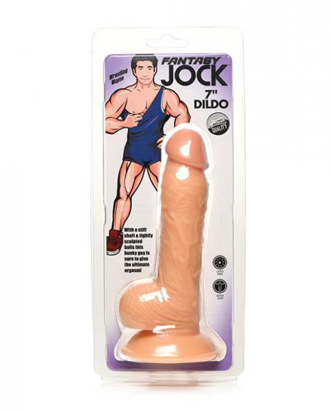 Curve Toys Fantasy Jock Wrestling Wayne 7" Dildo W/balls - Light - Click Image to Close