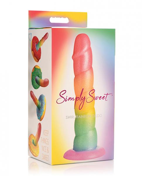 Curve Toys Simply Sweet 6.5" Swirl Rainbow Dildo - Click Image to Close