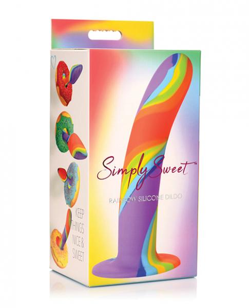 Curve Toys Simply Sweet Rainbow Silicone Dildo - Click Image to Close