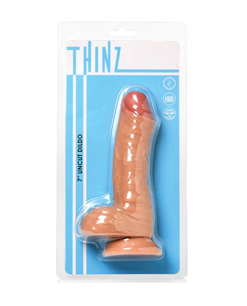 Curve Toys Thinz 7" Uncut Dildo W/balls - Light - Click Image to Close