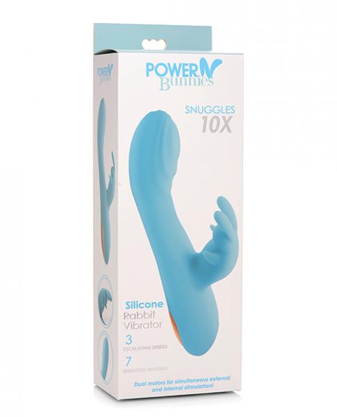 Curve Novelties Power Bunnies Snuggles 10x Silicone Rabbit Vibrator - Blue