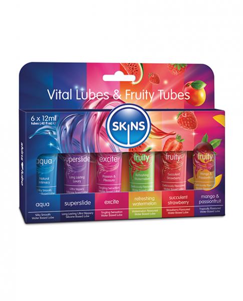 Skins Vital Lubes & Fruity Tubes - 12 Ml Tubes Pack Of 6 - Click Image to Close