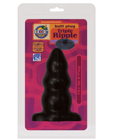 Triple ripple butt plug - large black - Click Image to Close