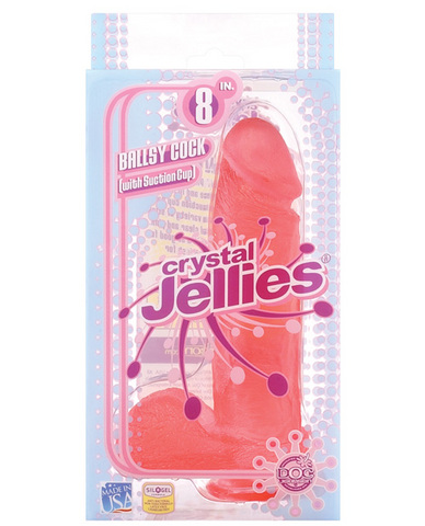 8in crystal jelly ballsy cock - pink