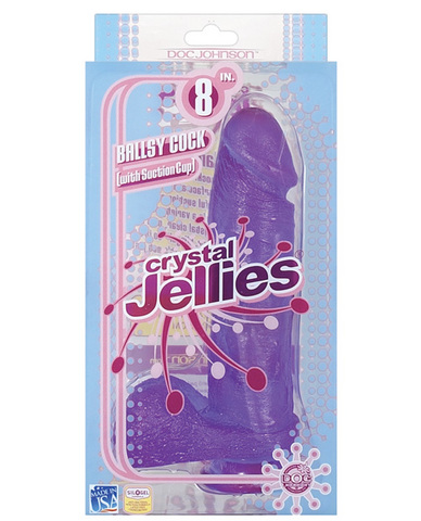 Crystal jellies 8in ballsy cock - purple