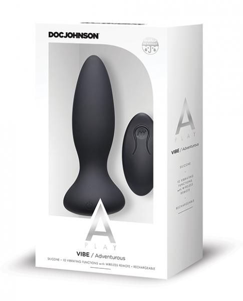 A Play Vibe Rechargeable Adventurous Anal Plug Remote Black - Click Image to Close