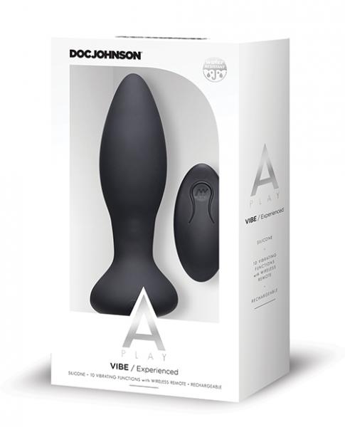 A Play Rechargeable Silicone Experienced Anal Plug W/remote - Black