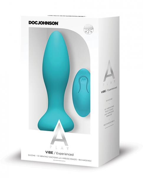 A Play Rechargeable Silicone Experienced Anal Plug W/remote - Teal - Click Image to Close