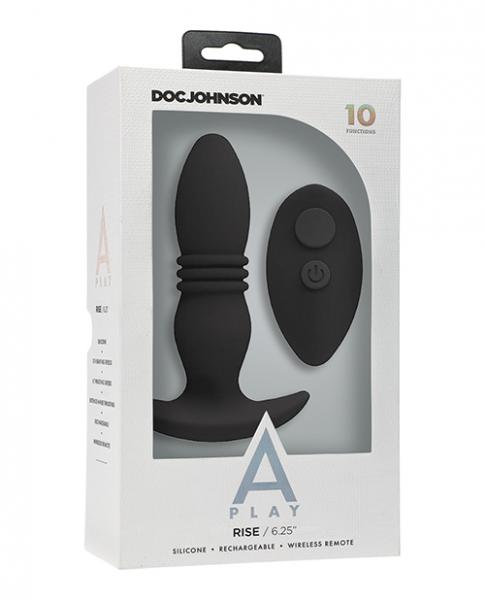 A Play Rise Rechargeable Silicone Anal Plug W/remote - Black