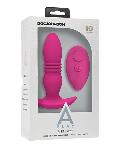 A Play Rise Rechargeable Silicone Anal Plug W/remote - Pink - Click Image to Close