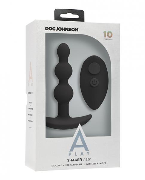 A Play Shaker Rechargeable Silicone Anal Plug W/remote - Black - Click Image to Close