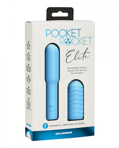 Pocket Rocket Elite Rechargeable W/removable Sleeve - Sky Blue - Click Image to Close