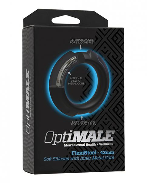 Optimale Flexisteel Cock Ring - 43mm Black - Click Image to Close