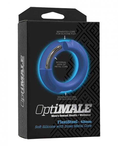 Optimale Flexisteel Cock Ring - 43mm Blue - Click Image to Close