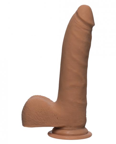 The D Realistic D 7 inches Slim Dildo with Balls Brown