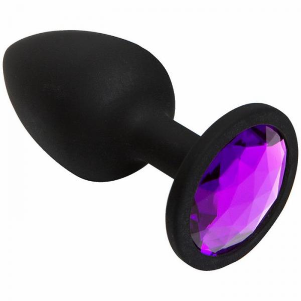 Booty Bling Small Black Plug Pink Stone - Click Image to Close