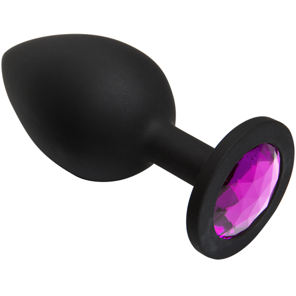 Booty Bling Large Butt Plug Black Pink Stone - Click Image to Close