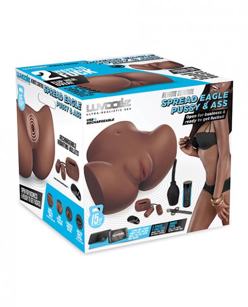 Luvdolz Remote Control Rechargeable Spread Eagle Pussy & Ass W/douche - Mocha