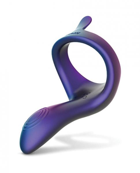 Hueman Eclipse Cock Ring W/vibrating Perineum - Purple