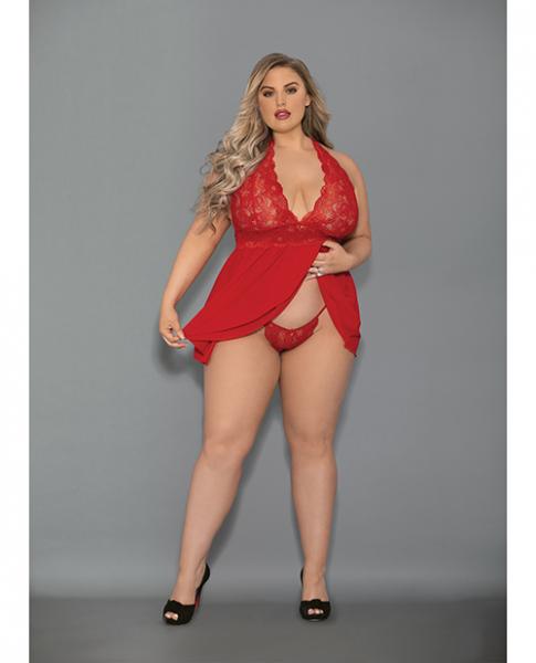 Euphoria Shorty Babydoll & Open Panty Red Qn