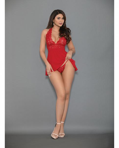 Euphoria Shorty Babydoll & Open Panty Red O/s - Click Image to Close