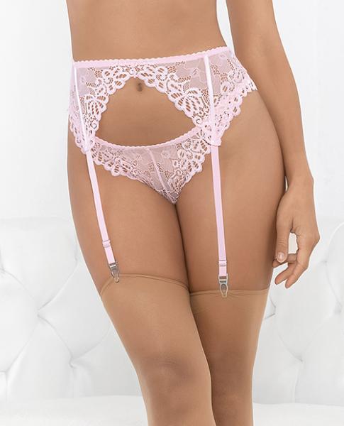 Lace Romance Garterbelt Pink Lg - Click Image to Close