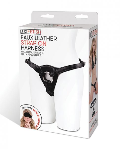 Lux Fetish Patent Leather Strap On Harness - Black - Click Image to Close