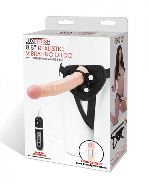 Lux Fetish 8.5" Realistic Vibrating Dildo W/strap On Harness Set - Click Image to Close