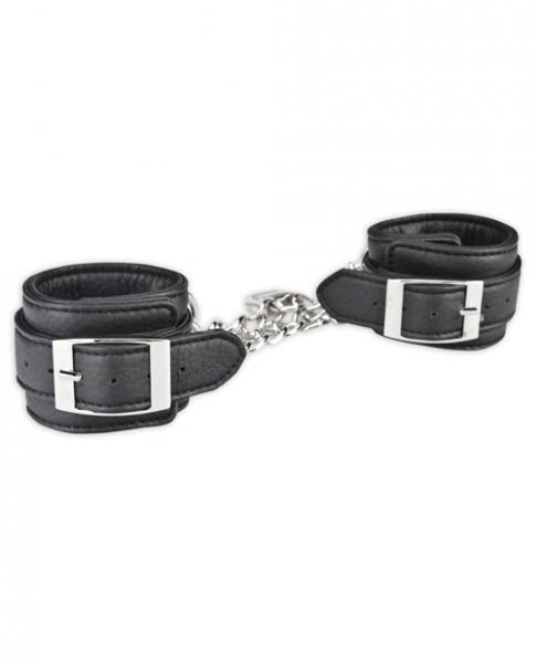 Lux Fetish Unisex Leatherette Cuffs Black - Click Image to Close