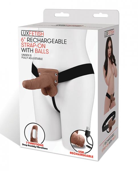 Lux Fetish 6" Rechargeable Strap On W/balls - Ivory