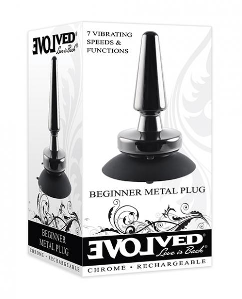 Evolved Beginner Vibrating Rechargeable Metal Plug - Black - Click Image to Close