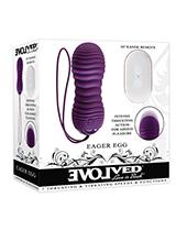 Evolved Eager Egg Vibrating & Thrusting Egg W/remote - Purple - Click Image to Close