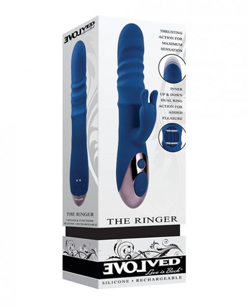 Evolved The Ringer Rechargeable Thrusting Rabbit - Blue - Click Image to Close