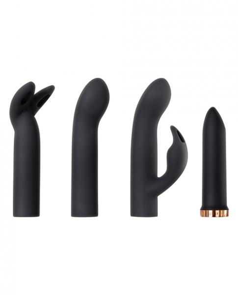 Four Play Set Black Bullet Vibrator with 3 Sleeves