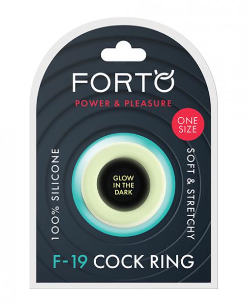 Forto F-19 Two Tone Liquid Silicone Cock Ring - Black/glow In The Dark - Click Image to Close